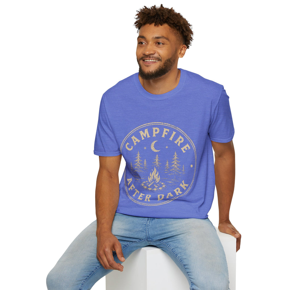 Campfire After Dark T-Shirt — Vintage Moon & Pines Camping Tee