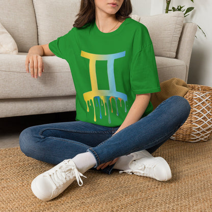 Gemini Drip Zodiac T-Shirt — Rainbow Gemini Symbol Tee