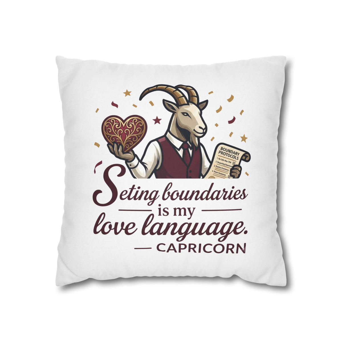 Capricorn Pillowcase - "Setting Boundaries Is My Love Language" Zodiac Throw Pillowcase