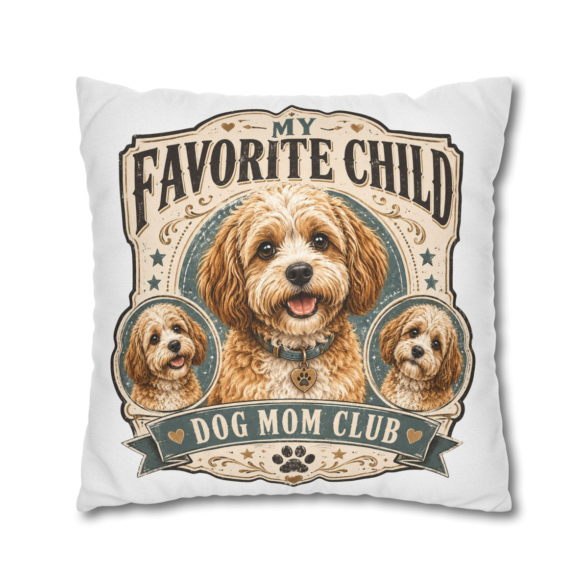 Dog Mom Pillowcase Milo Bailey Dog Dad Mom — "My Favorite Child" Spun Polyester Decorative Pillowcase