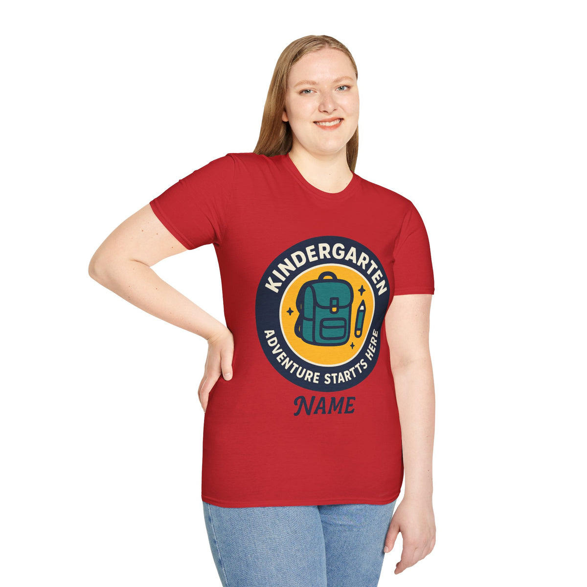Kindergarten Teacher T‑Shirt – 'Kindergarten' Backpack Badge Design - Trending Now - August 2026