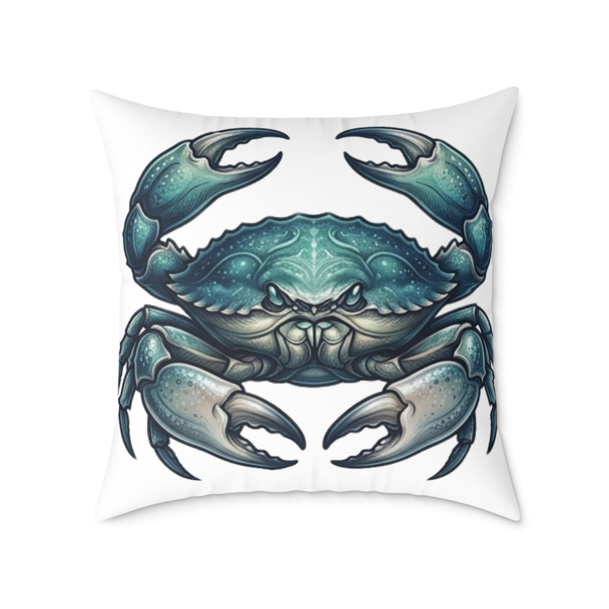 Cancer Zodiac Blue Crab Coastal Pillow — Nautical Square Throw Pillow