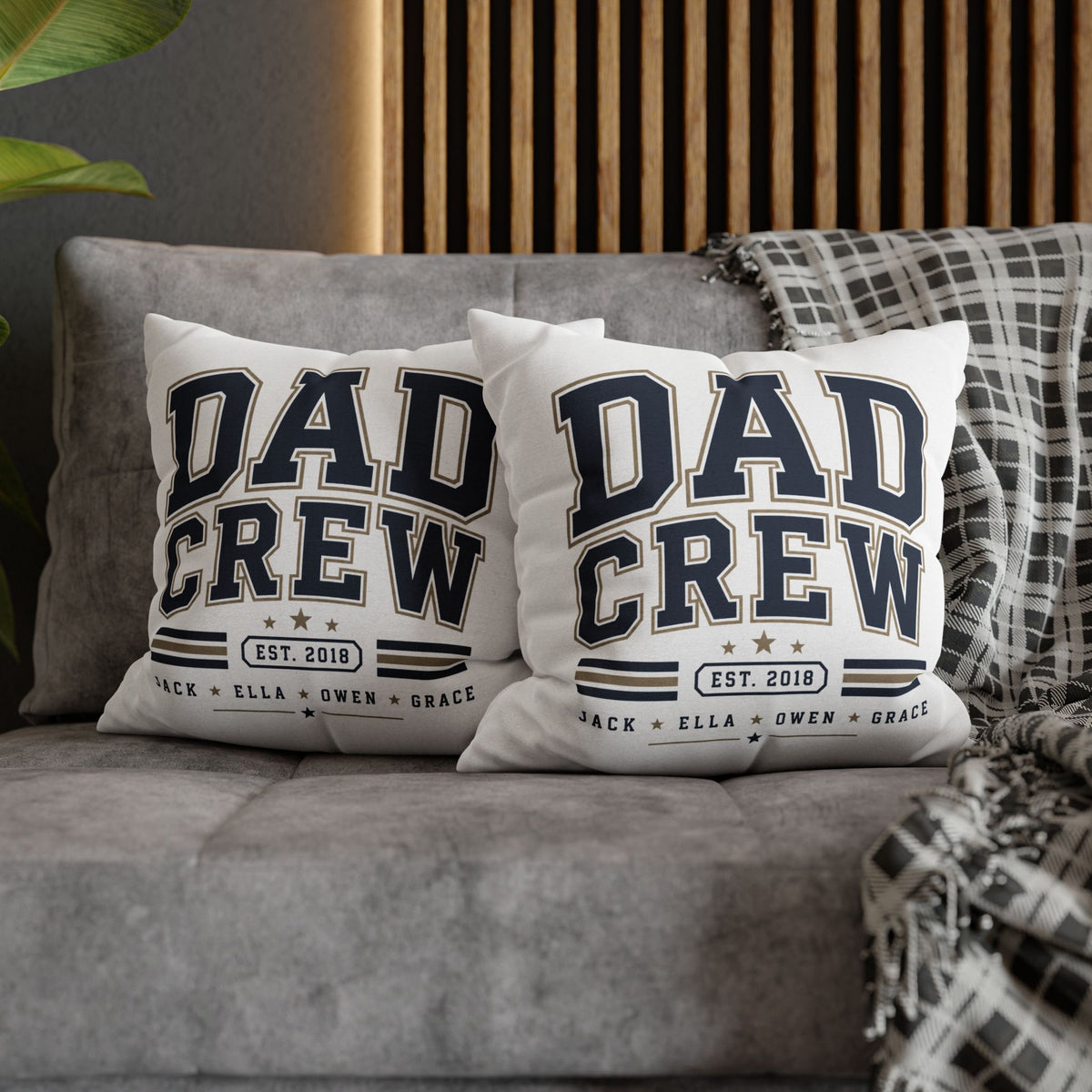 Dad Crew Decorative Pillowcase Milo Bailey Dog Dad Mom – Personalized Family Name Accent