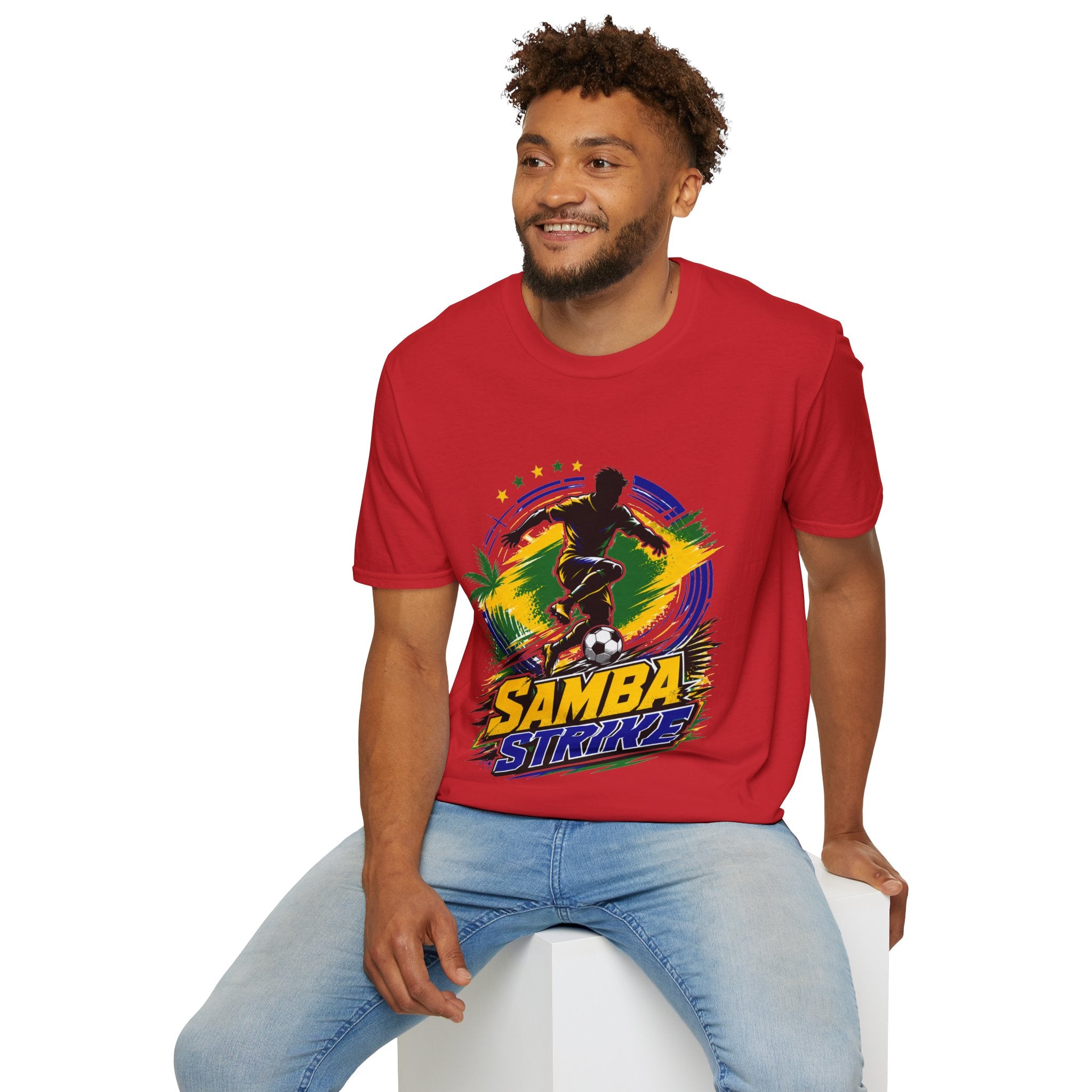 Brazil  Samba Strike Soccer T-Shirt — Brazilian Football Player Graphic Tee