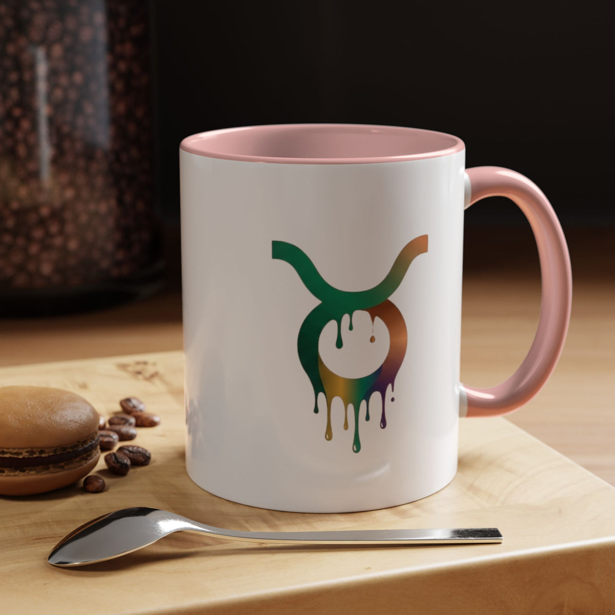 Taurus Drip Zodiac Coffee Mug — Colorful Taurus Symbol Accent Mug
