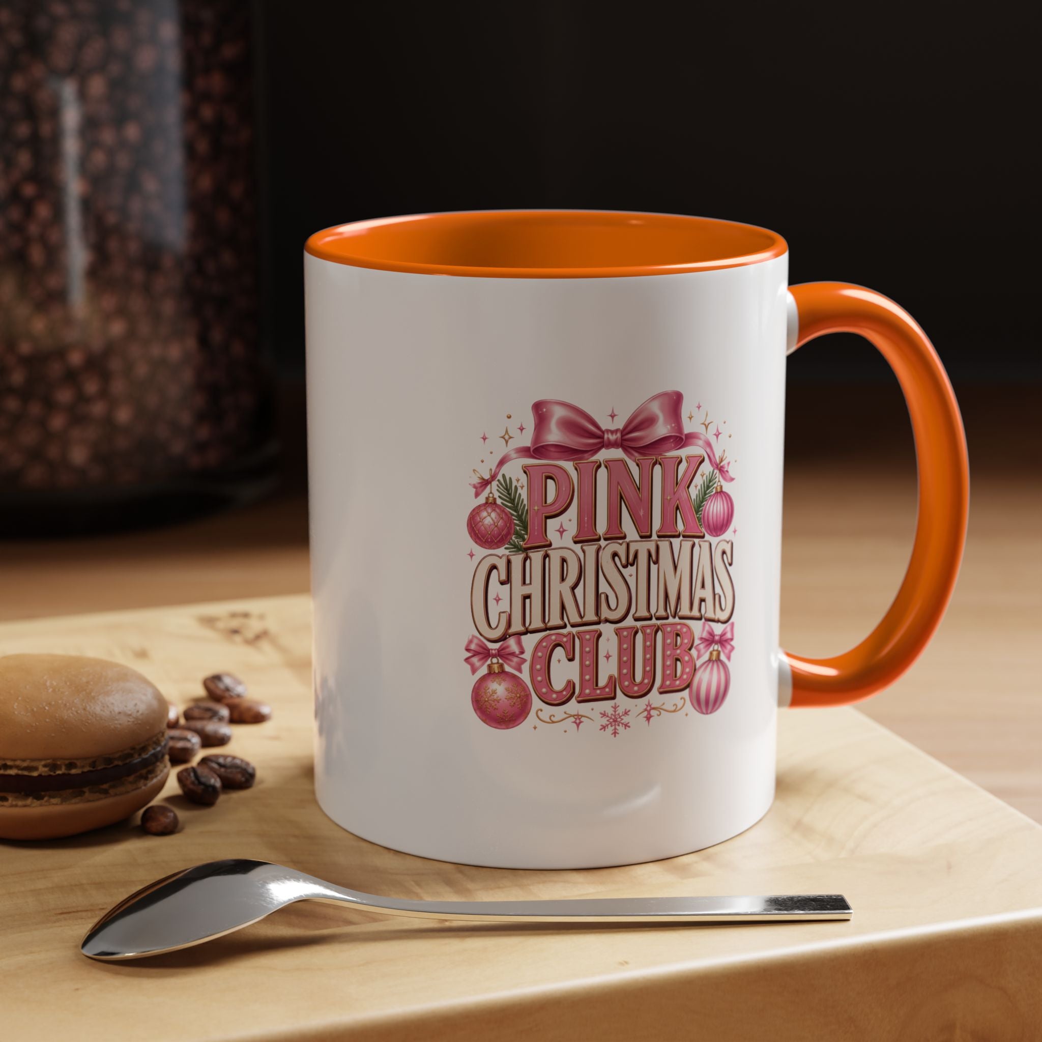 Pink Christmas Club Accent Coffee Mug — Festive Holiday Coffee Cup