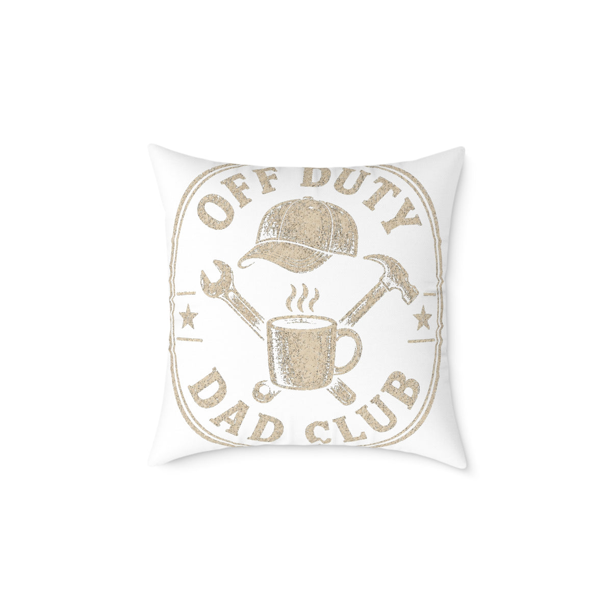 Off Duty Dad Club Pillow  Milo Bailey Dog Dad Mom — Rustic Coffee & Tools Decorative Throw Pillow