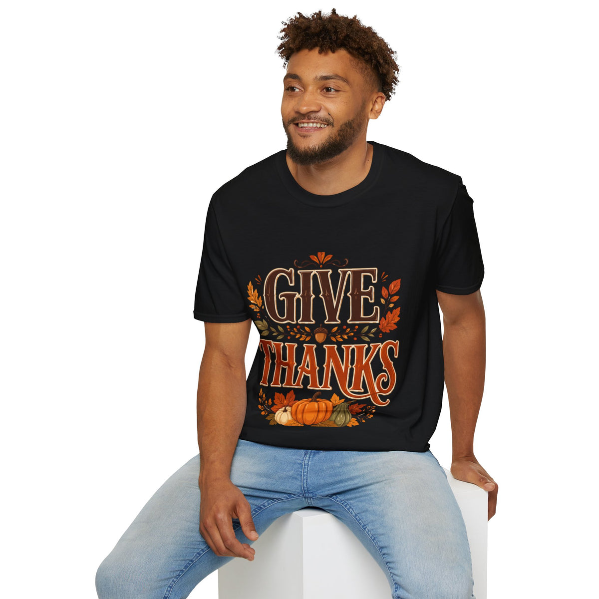 Thanksgiving T-Shirt Give Thanks T-Shirt — Autumn Thanksgiving Graphic Tee