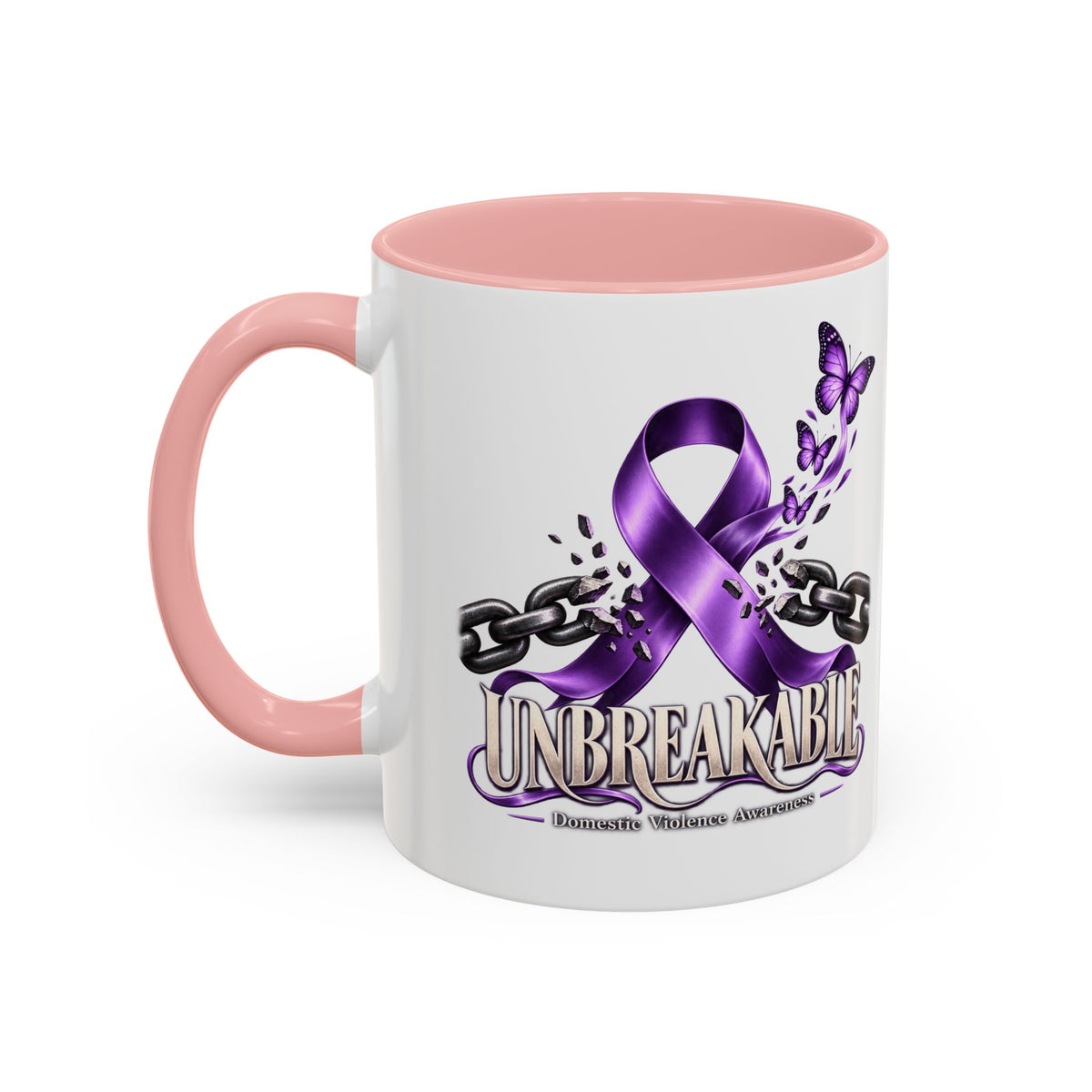 Unbreakable Purple Ribbon Coffee Mug —Domestic Violence Awareness Support Accent Mug