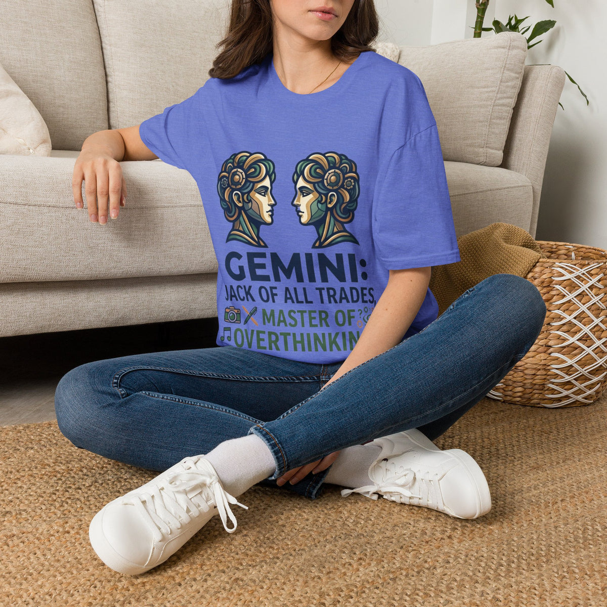 Gemini Zodiac T‑Shirt — Vintage Twins Astrology Tee ("Gemini: Jack of All Trades")