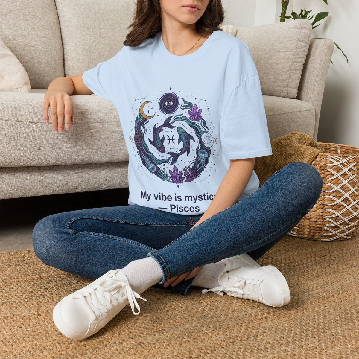 Pisces Mystic Vibes T-Shirt — Astrology Zodiac Tee with 'My vibe is mystical'