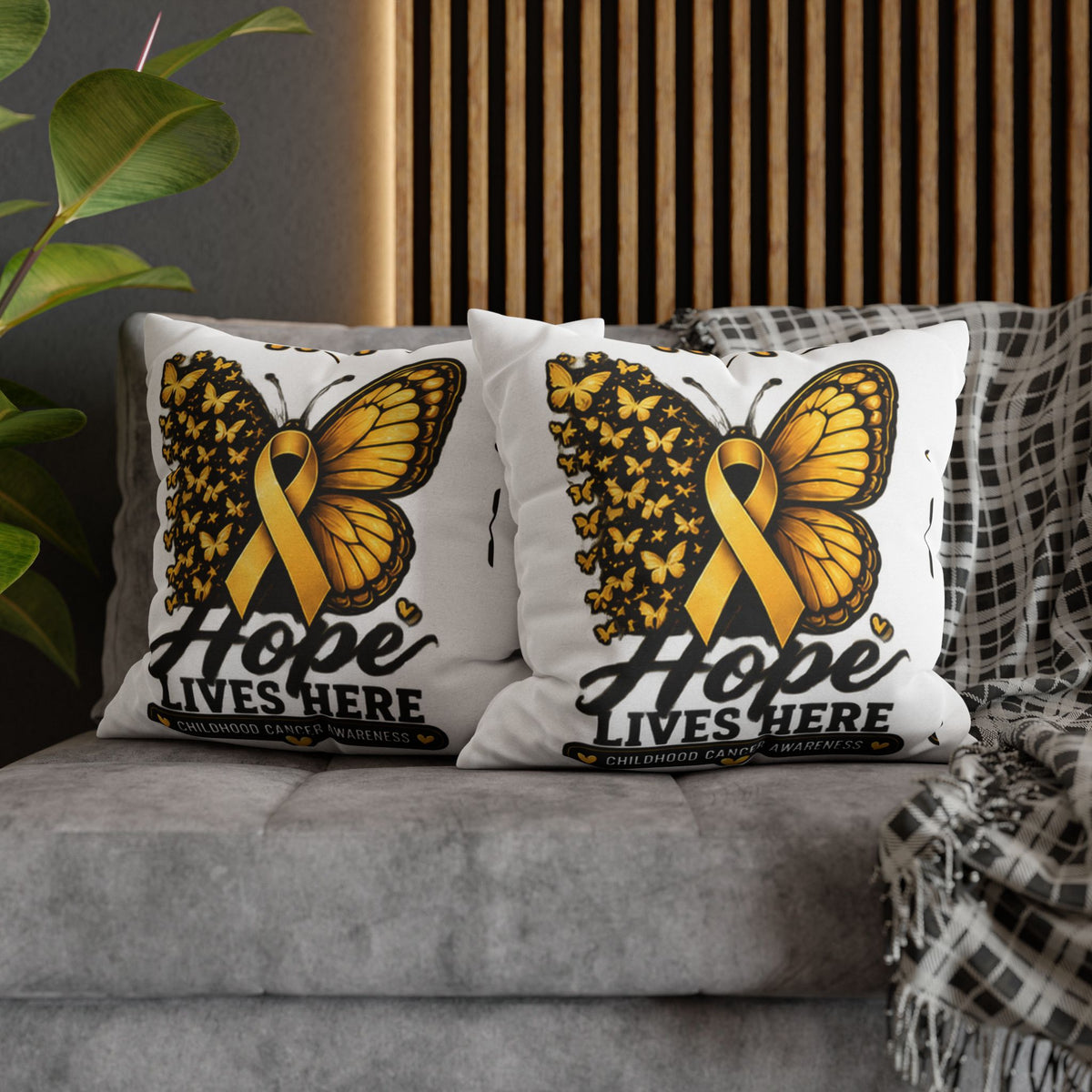 Hope Lives Here Childhood Cancer Awareness Pillowcase
