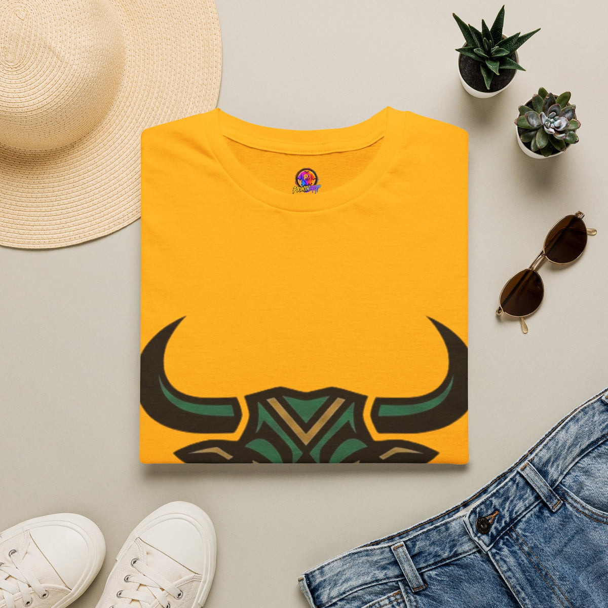 Taurus Bull Head T-Shirt — Geometric Tribal Bull Graphic Tee