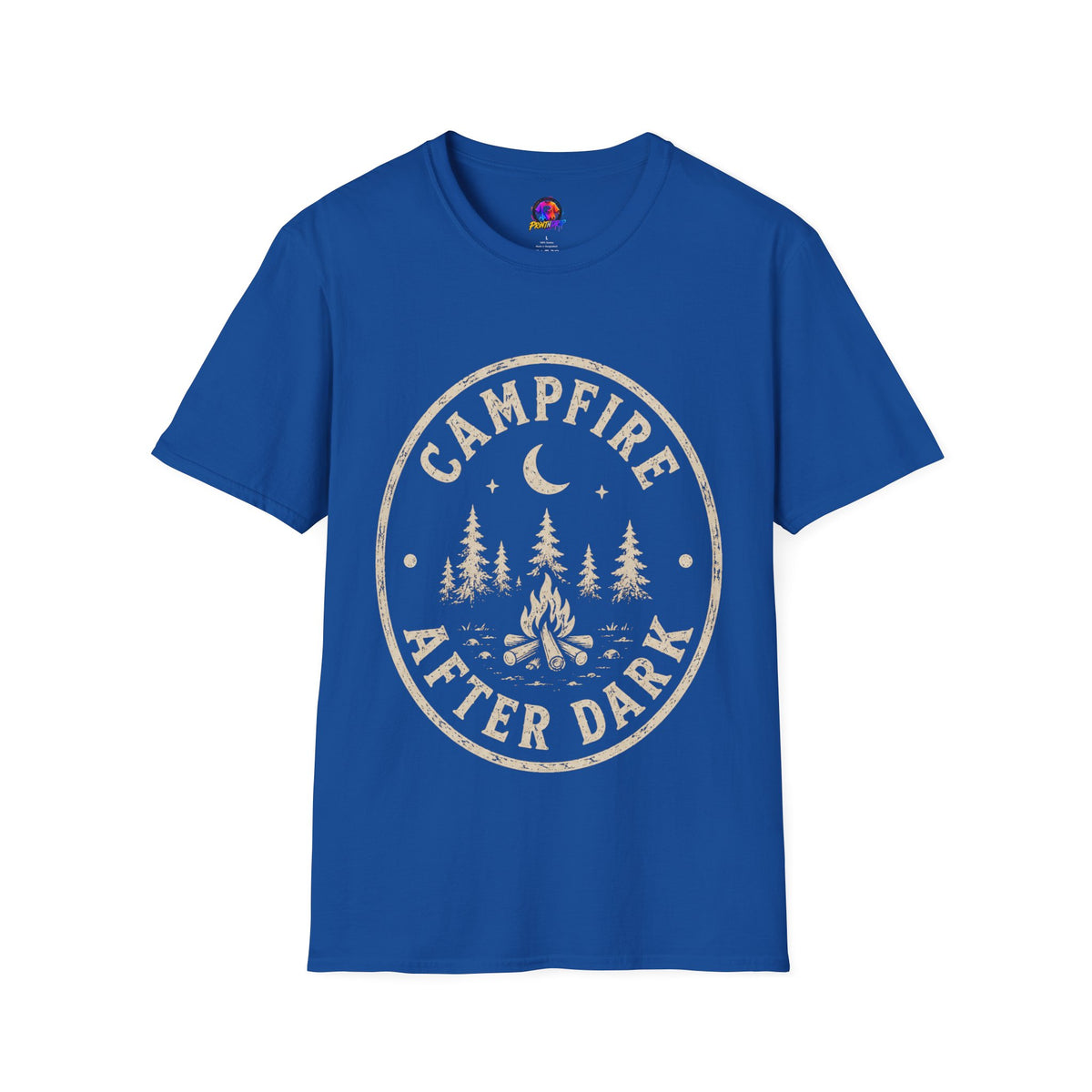 Campfire T-Shirt — 'Campfire After Dark' Vintage Moon & Trees Graphic