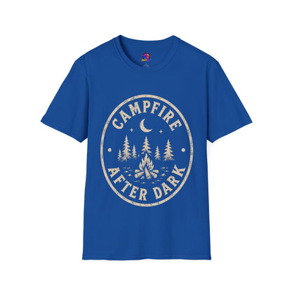 Campfire T-Shirt — 'Campfire After Dark' Vintage Moon & Trees Graphic