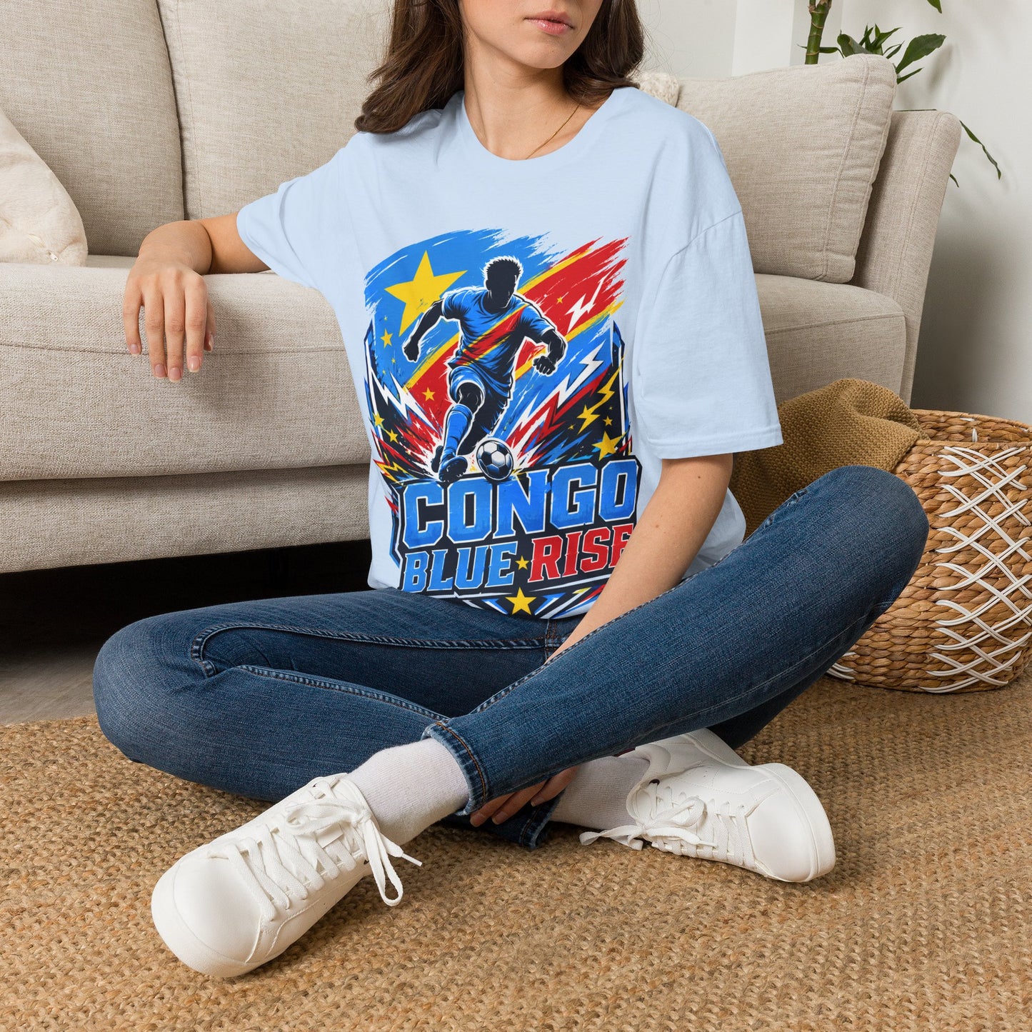Congo Soccer T-Shirt — Congo Blue Rise Football Fan Tee