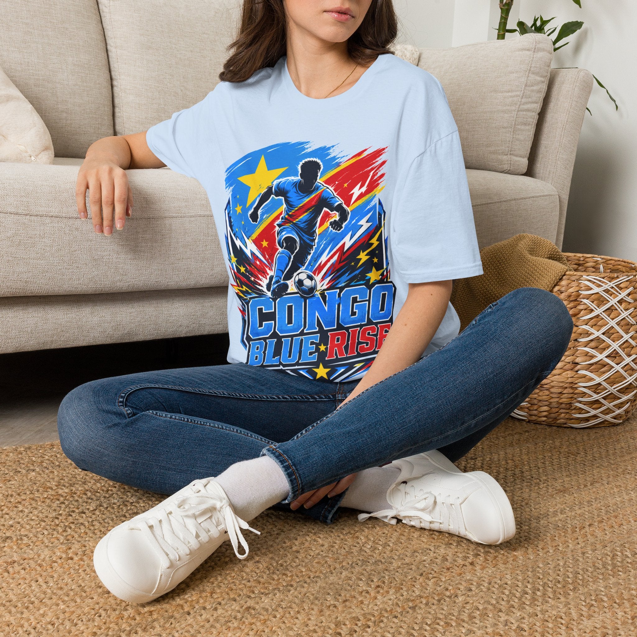 Congo Soccer T-Shirt — Congo Blue Rise Football Fan Tee