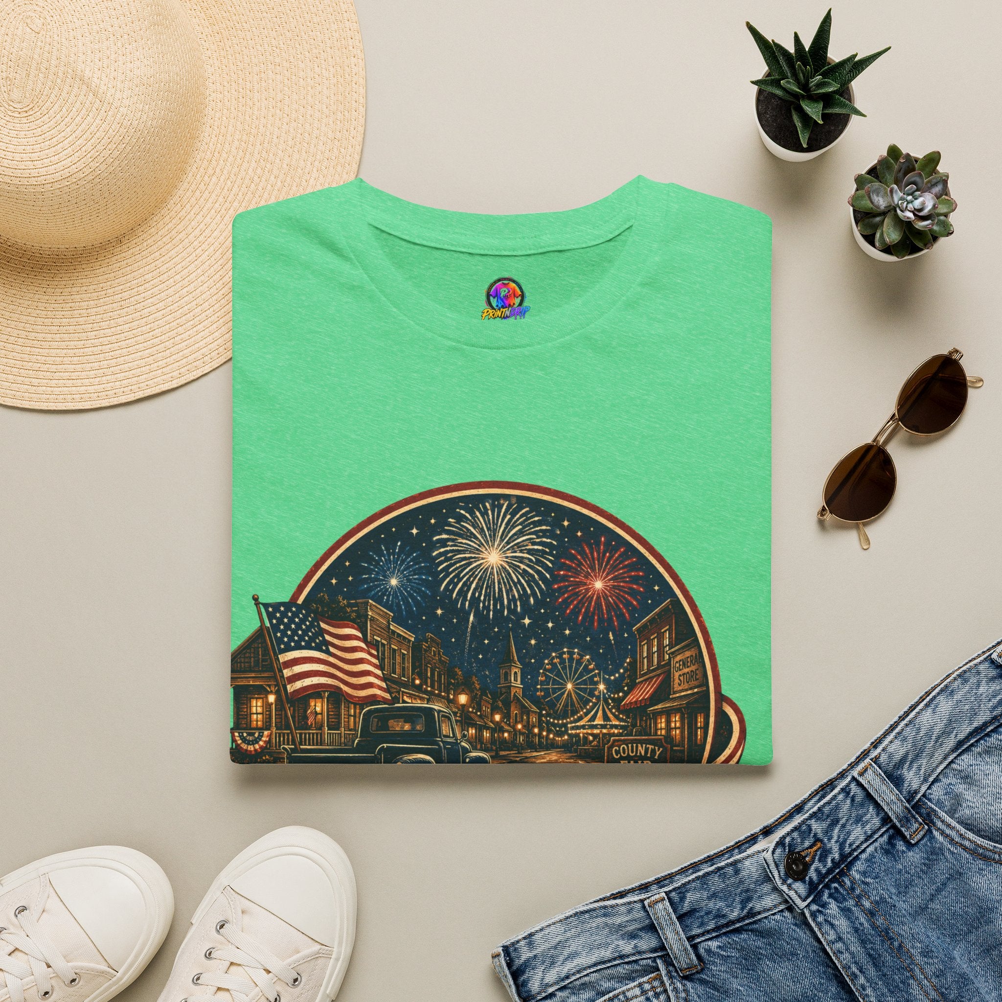 Small Town Big Freedom T-Shirt — Patriotic 4th of July Fireworks Tee