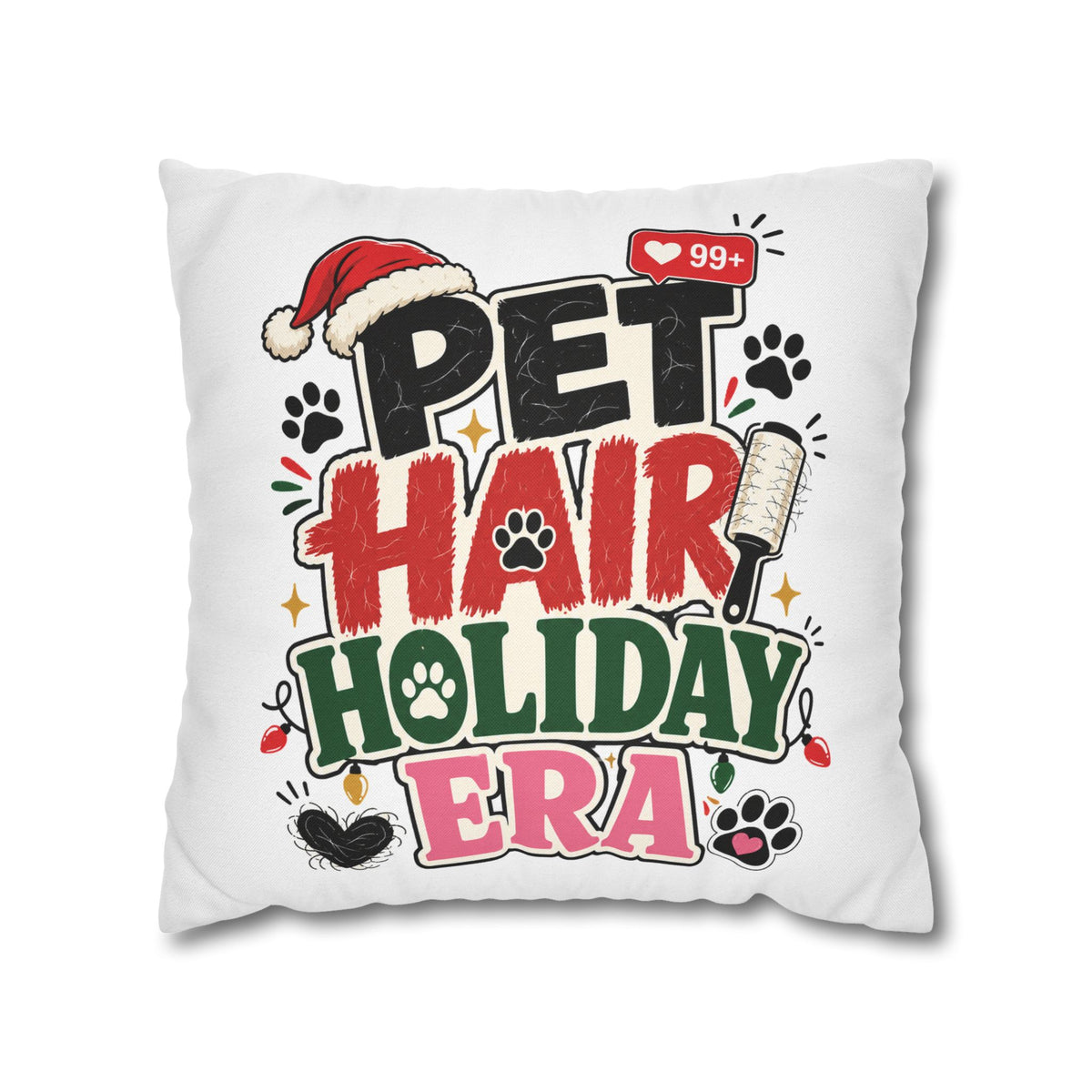 Pet Hair Holiday Pillowcase  Modern Day Christmas — Cute Christmas Pet Lover Decor