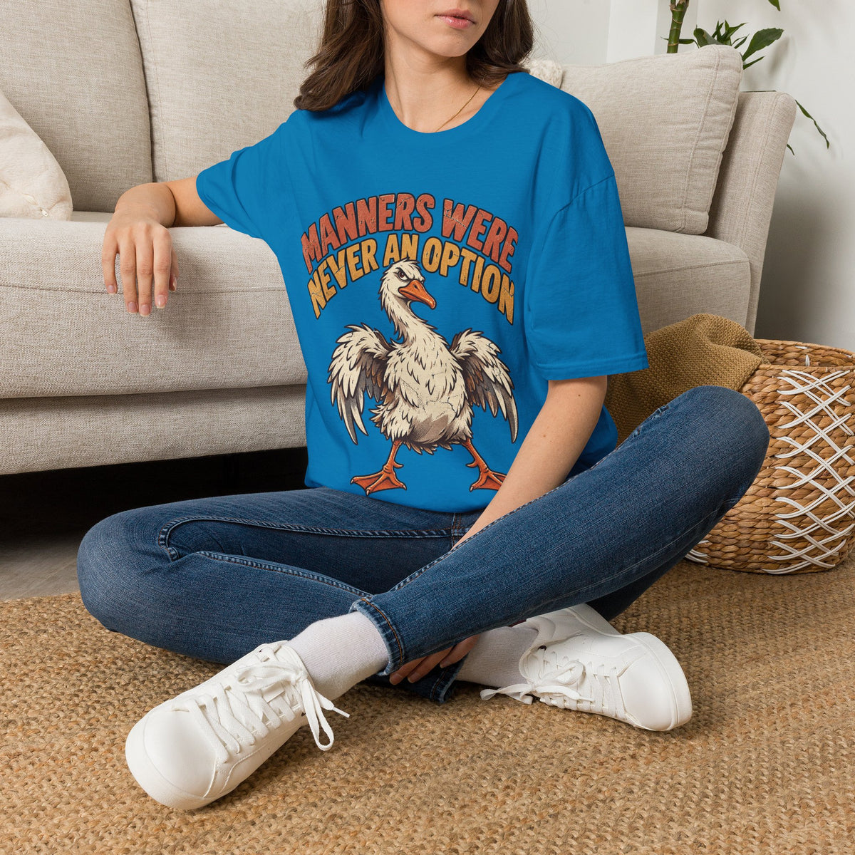 Funny And Witty “Manners Were Never An Option” Goose Graphic T-Shirt