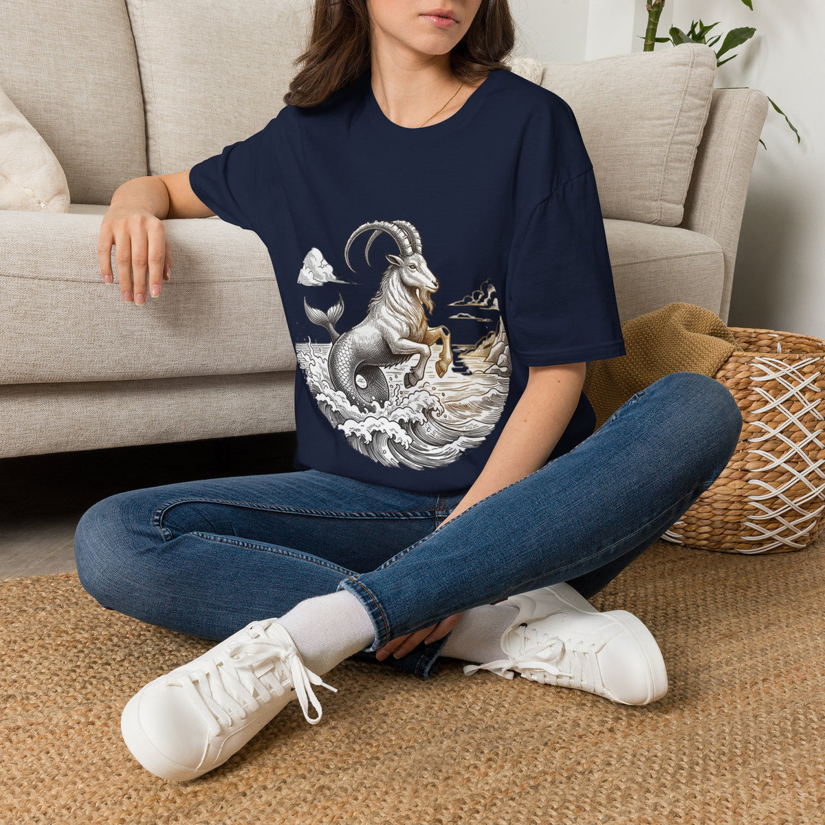 Capricorn Goat-Mermaid T-Shirt — Mythical Sea Goat Zodiac Tee