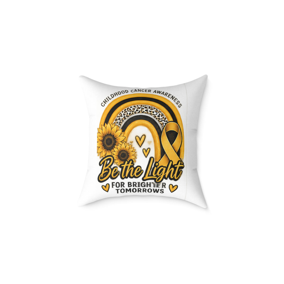 Childhood Cancer Awareness Pillow — “Be the Light for Brighter Tomorrows” Square Throw Pillow