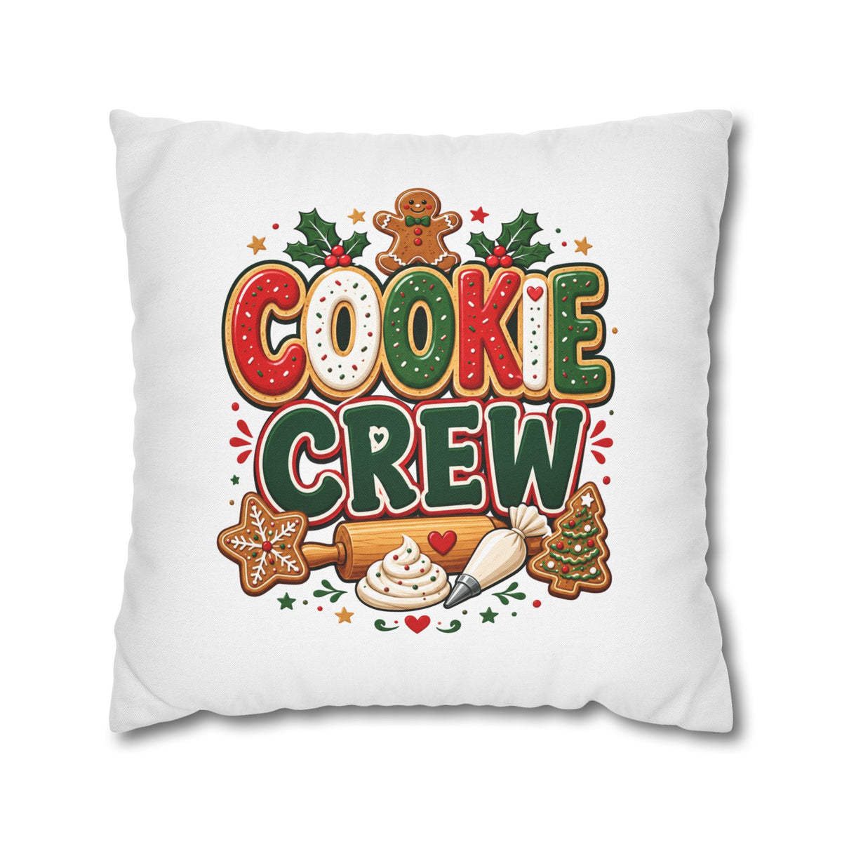 Christmas Cookie Crew Holiday Pillow — Festive Baking Christmas Throw Pillowcase