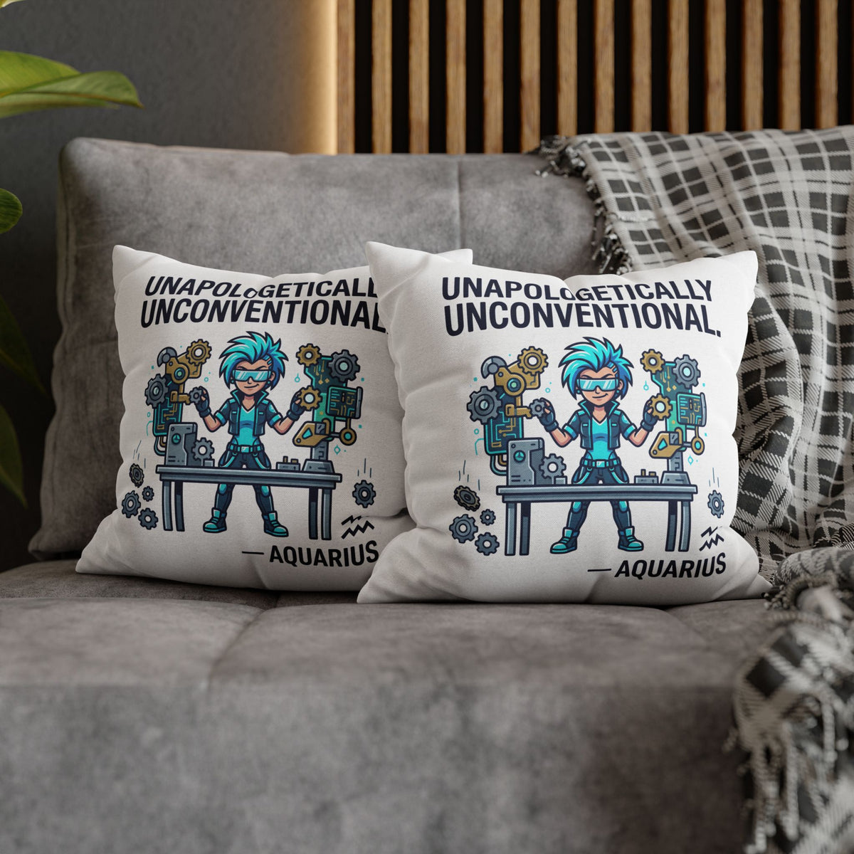 Aquarius Zodiac Spun Polyester Square Pillowcase