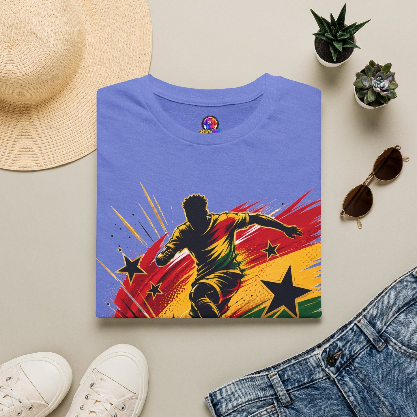 Ghana Star Power Soccer T-Shirt — Afro Football Fan Tee - Ghana T-Shirt
