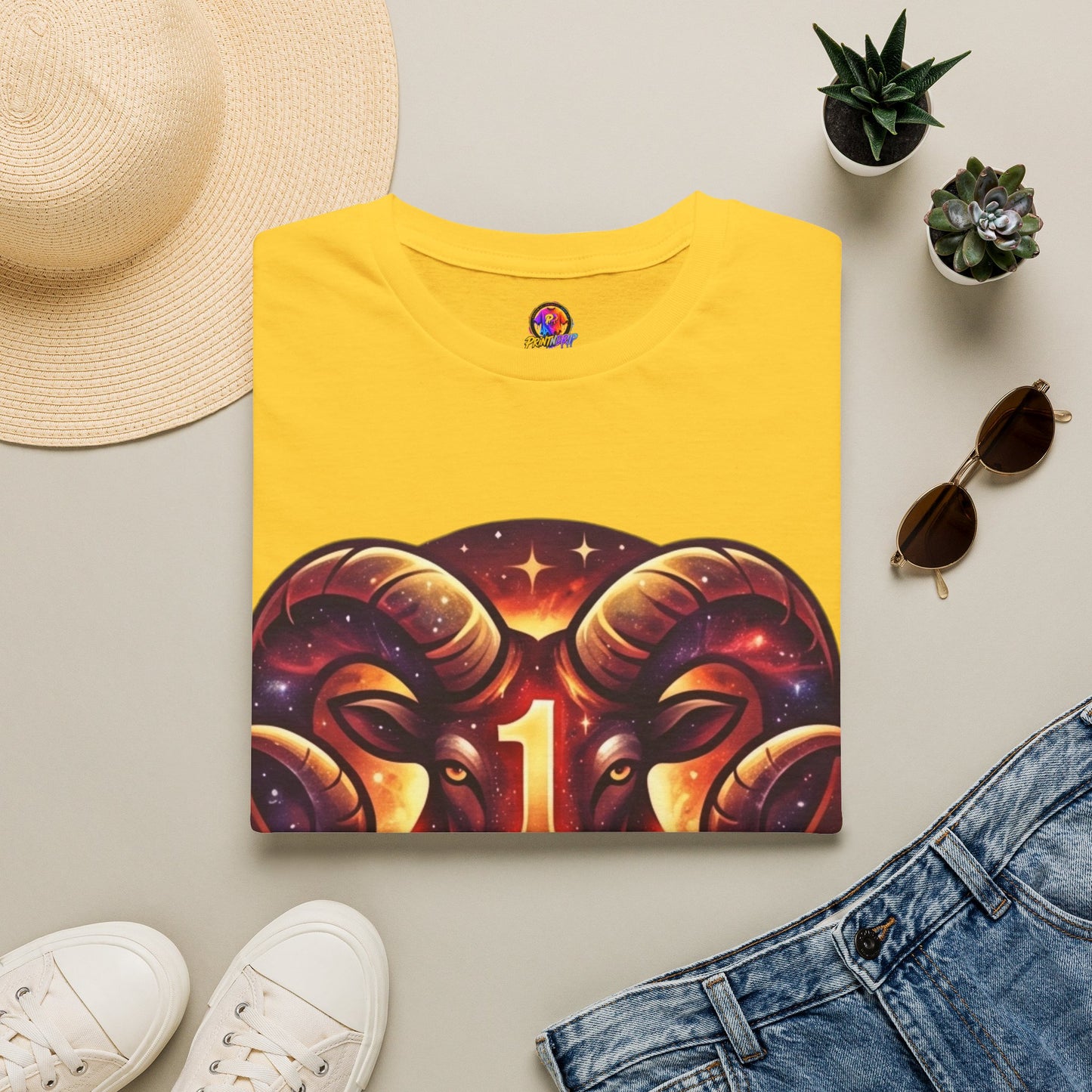 Aries Zodiac Ram Graphic T-Shirt — 'First in the Zodiac' Astrology Tee