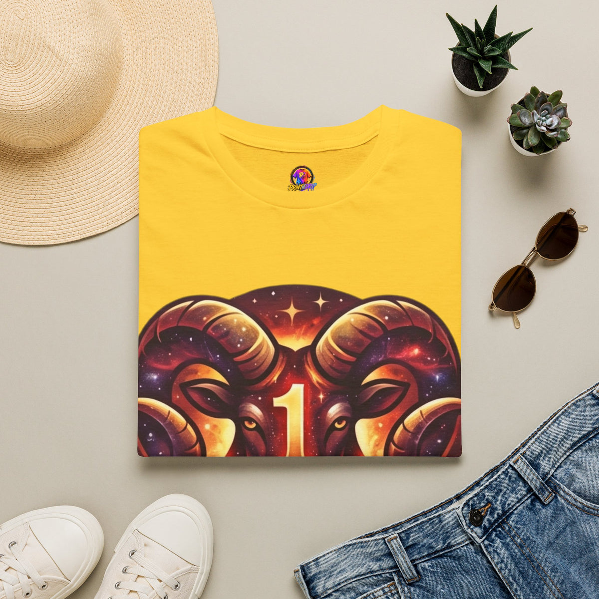 Aries Zodiac Ram Graphic T-Shirt — 'First in the Zodiac' Astrology Tee