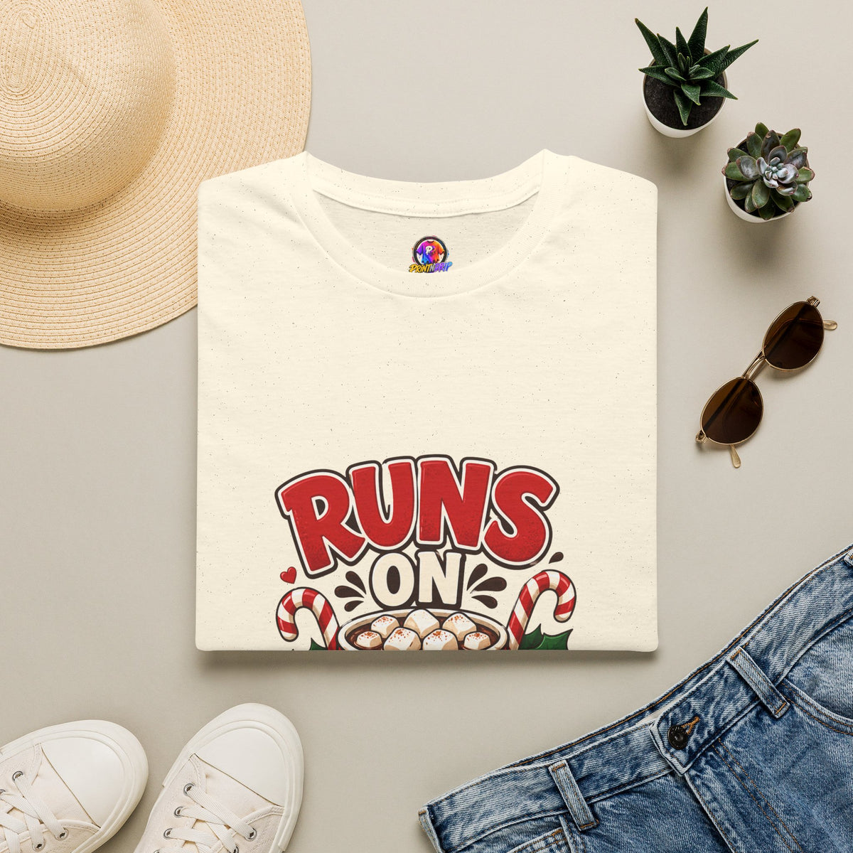 T-Shirt — Runs On Cocoa Holiday Graphic Tee