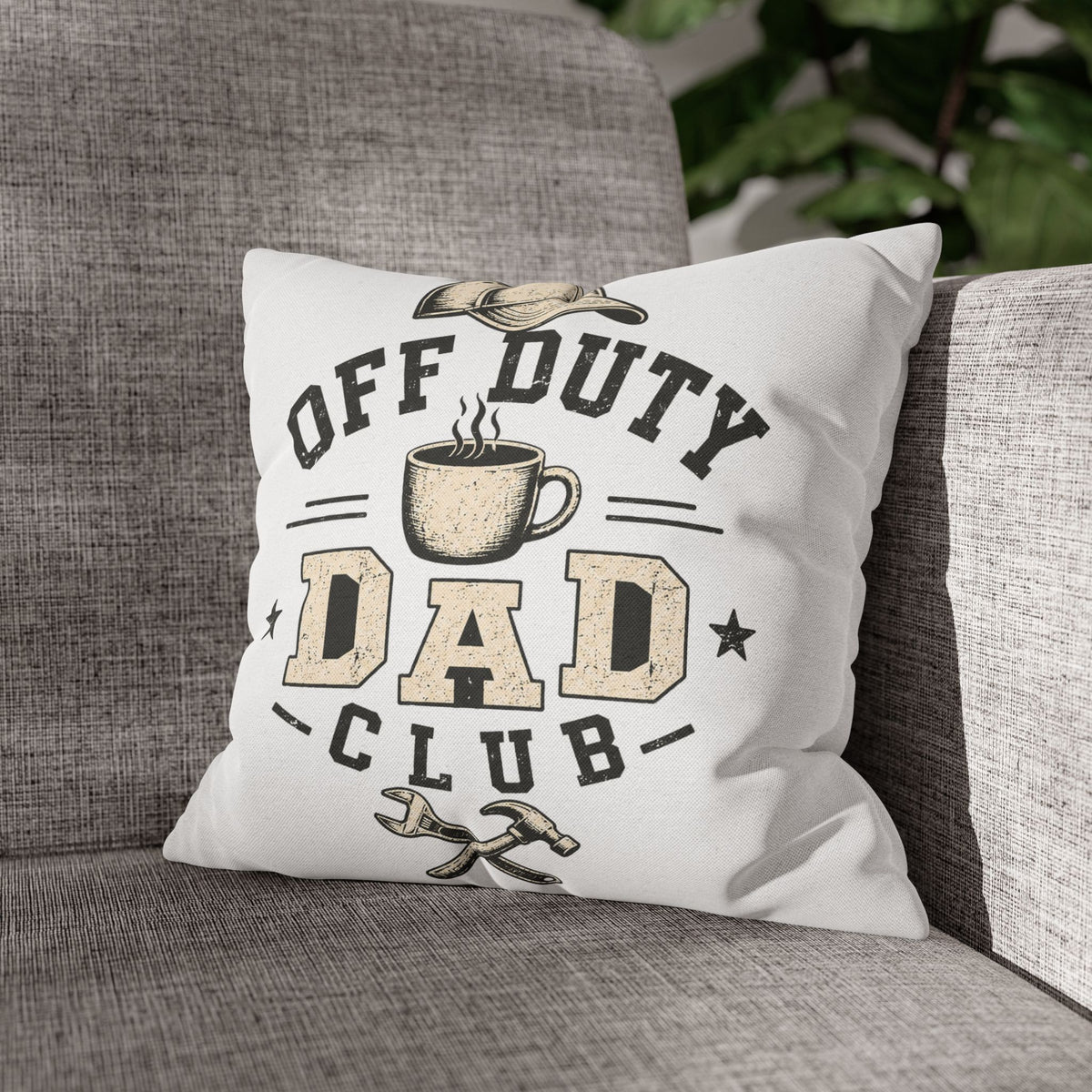 Throw Pillowcase — "Off Duty Dad Club" Decorative Pillowcase Milo Bailey Dog Dad Mom