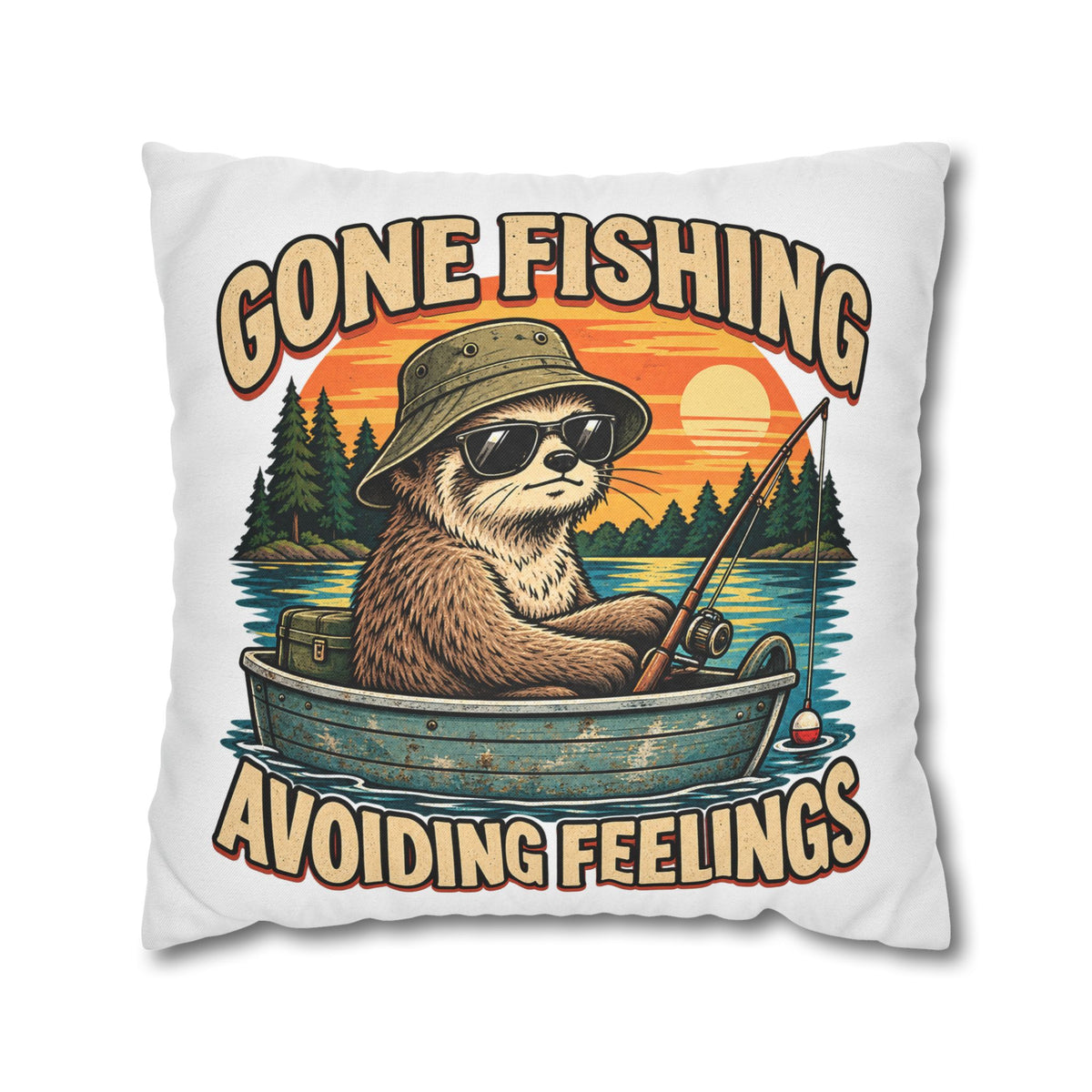 Funny Gone Fishing Avoiding Feelings Decorative Pillowcase