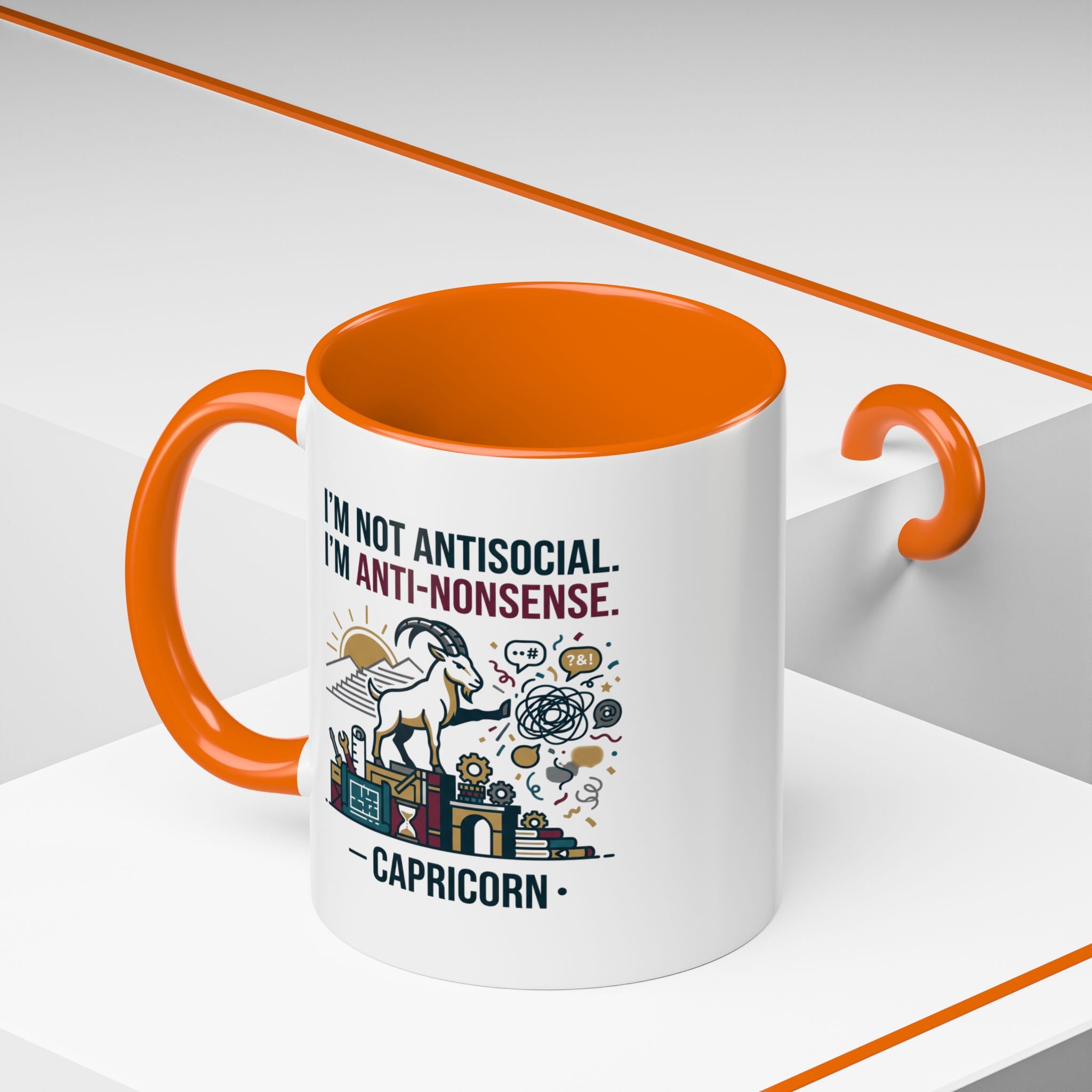 Capricorn Coffee Mug — "I'm Not Antisocial, I'm Anti-Nonsense" Accent Mug