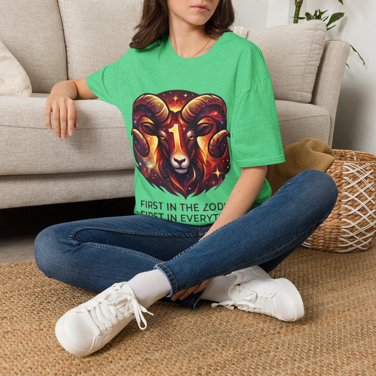 Aries Zodiac Ram Graphic T-Shirt — 'First in the Zodiac' Astrology Tee