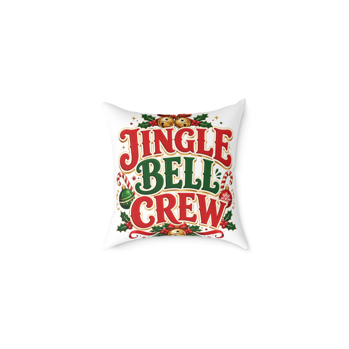 Christmas Jingle Bell Crew Holiday Pillow — Festive Christmas Decorative Throw Pillow