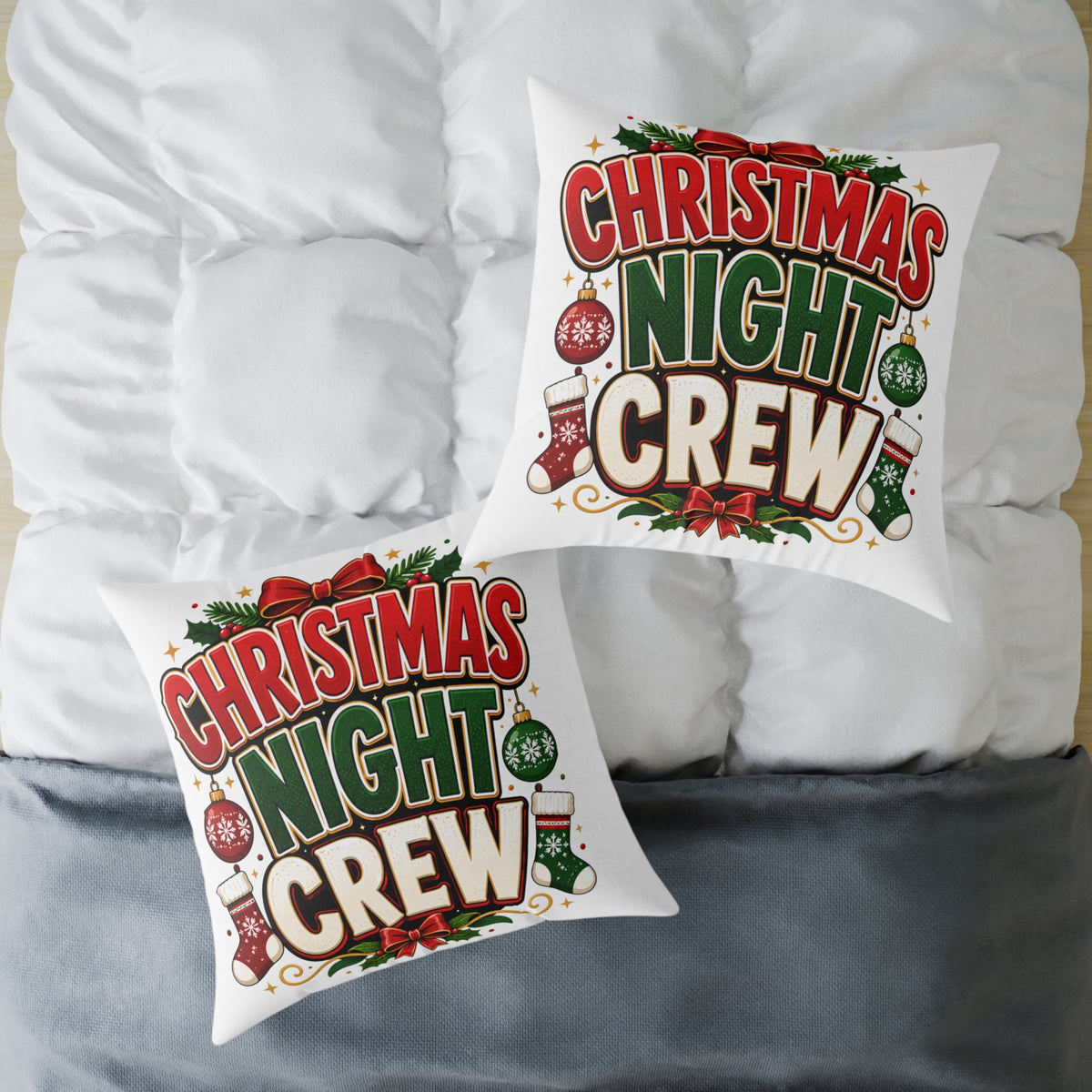 Christmas Night Crew Pillow — Festive Holiday Decorative Throw Pillow