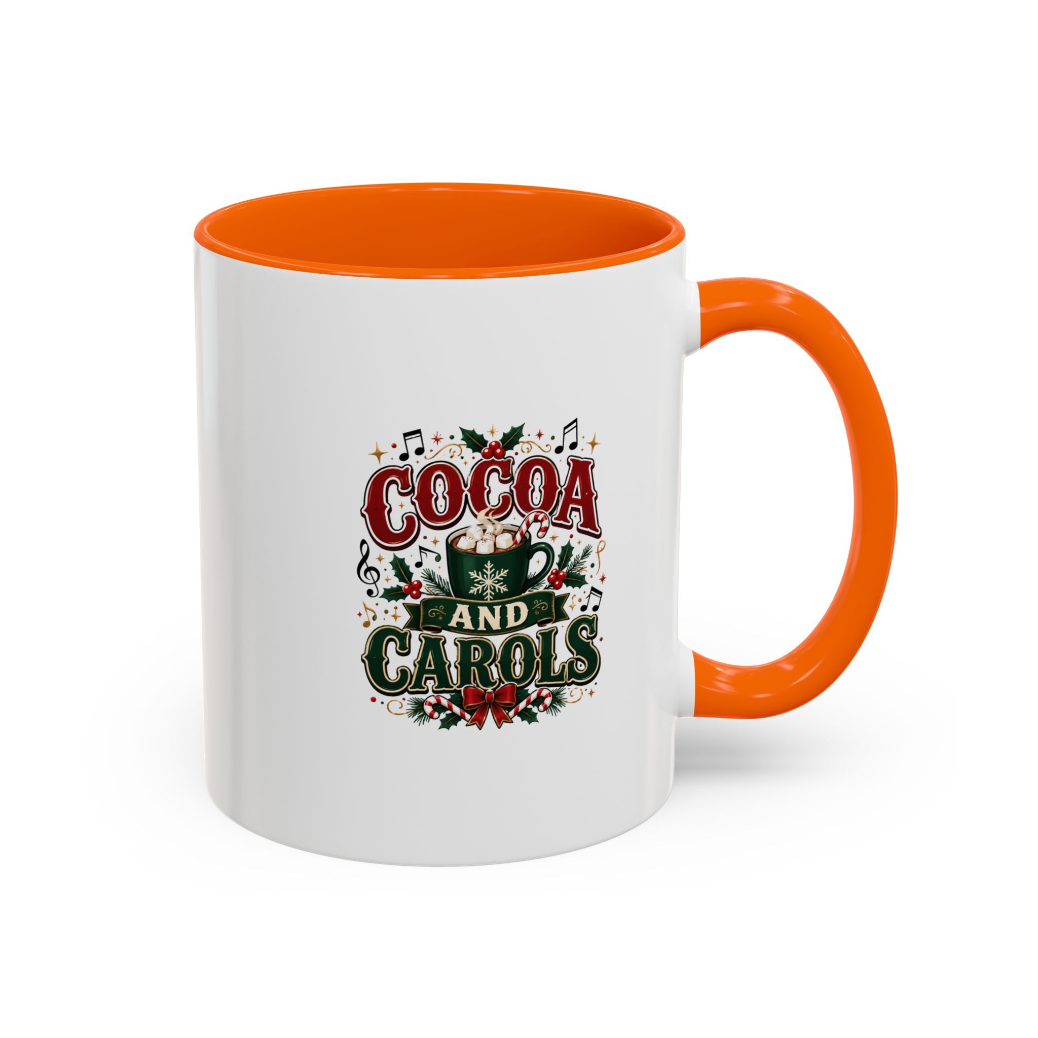 Cocoa and Carols Accent Coffee Mug — Holiday Christmas Cocoa Mug