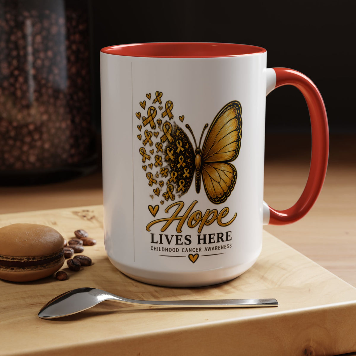 Hope Lives Here Childhood Cancer Awareness Accent Coffee Mug