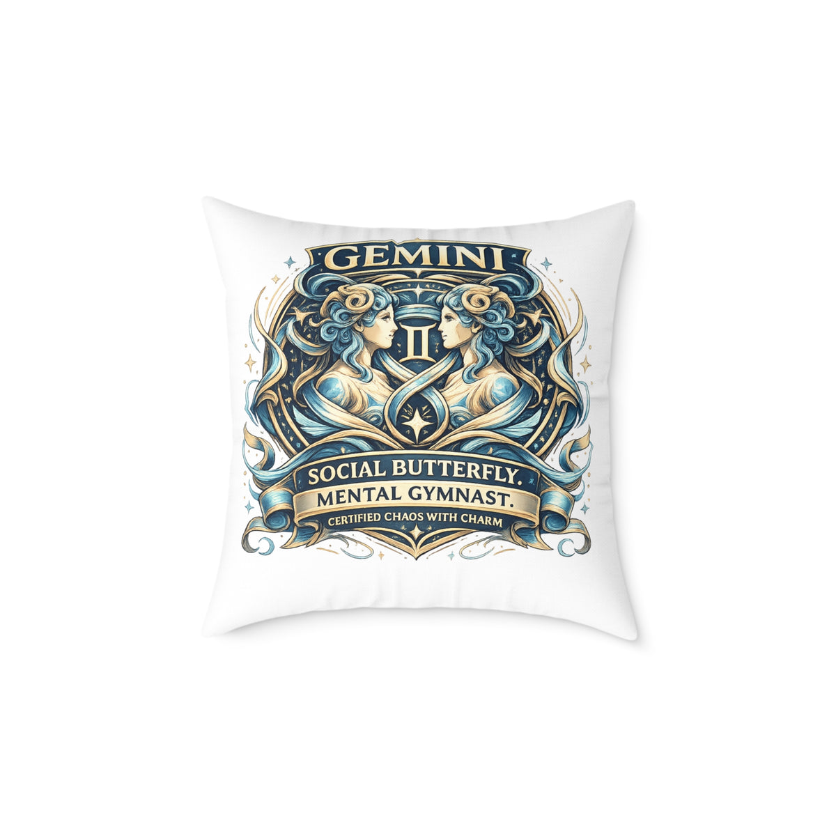 Gemini Zodiac Social Butterfly Square Poly Canvas Pillow