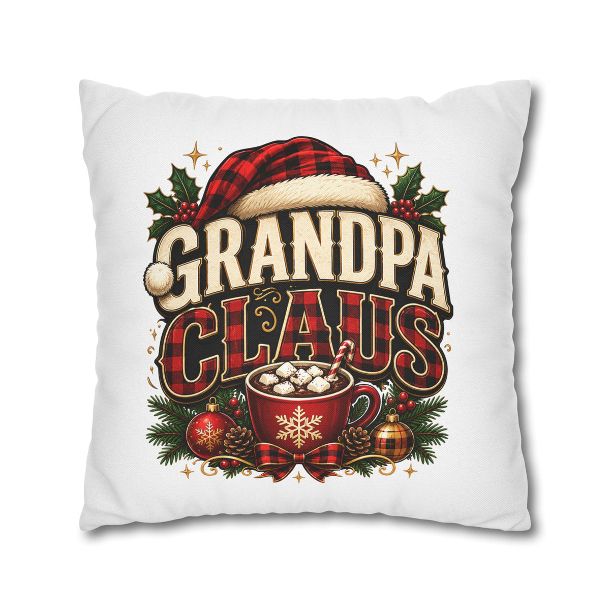 Christmas Grandpa Claus Holiday Pillowcase – Festive Christmas Throw Pillow Cover