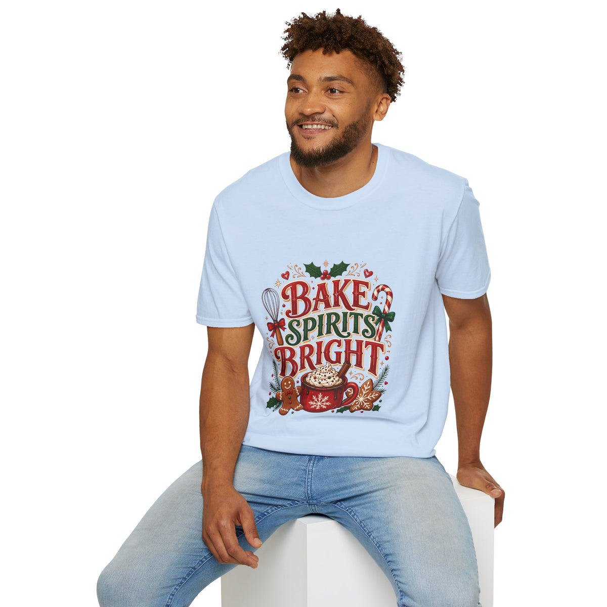 Bake Spirits Bright Holiday T-Shirt — Christmas Baking Graphic Tee