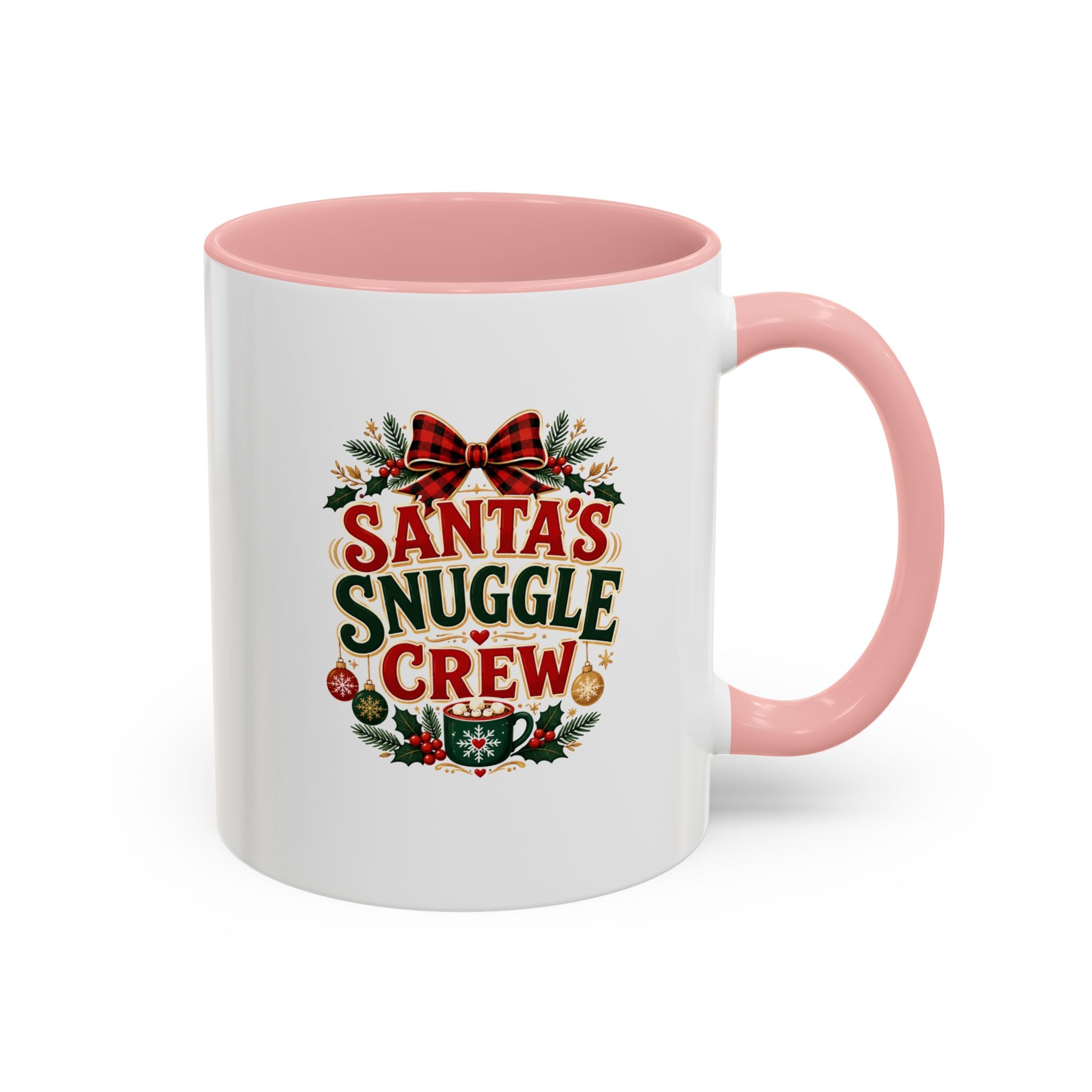 Santa’s Snuggle Crew Accent Coffee Mug — Holiday Christmas Cocoa Cup