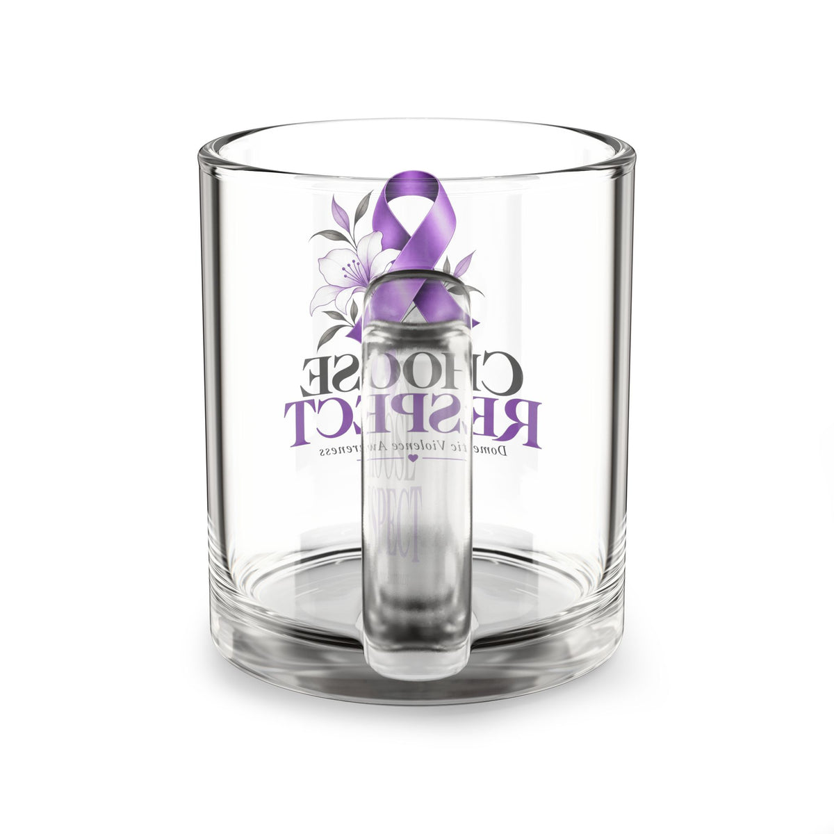 Choose Respect Purple Ribbon Domestic Violence Awareness Glass Mug