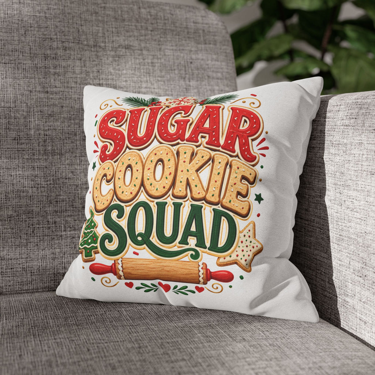 Christmas Sugar Cookie Squad Pillowcase – Festive Christmas Baking Decorative Throw Pillowcase