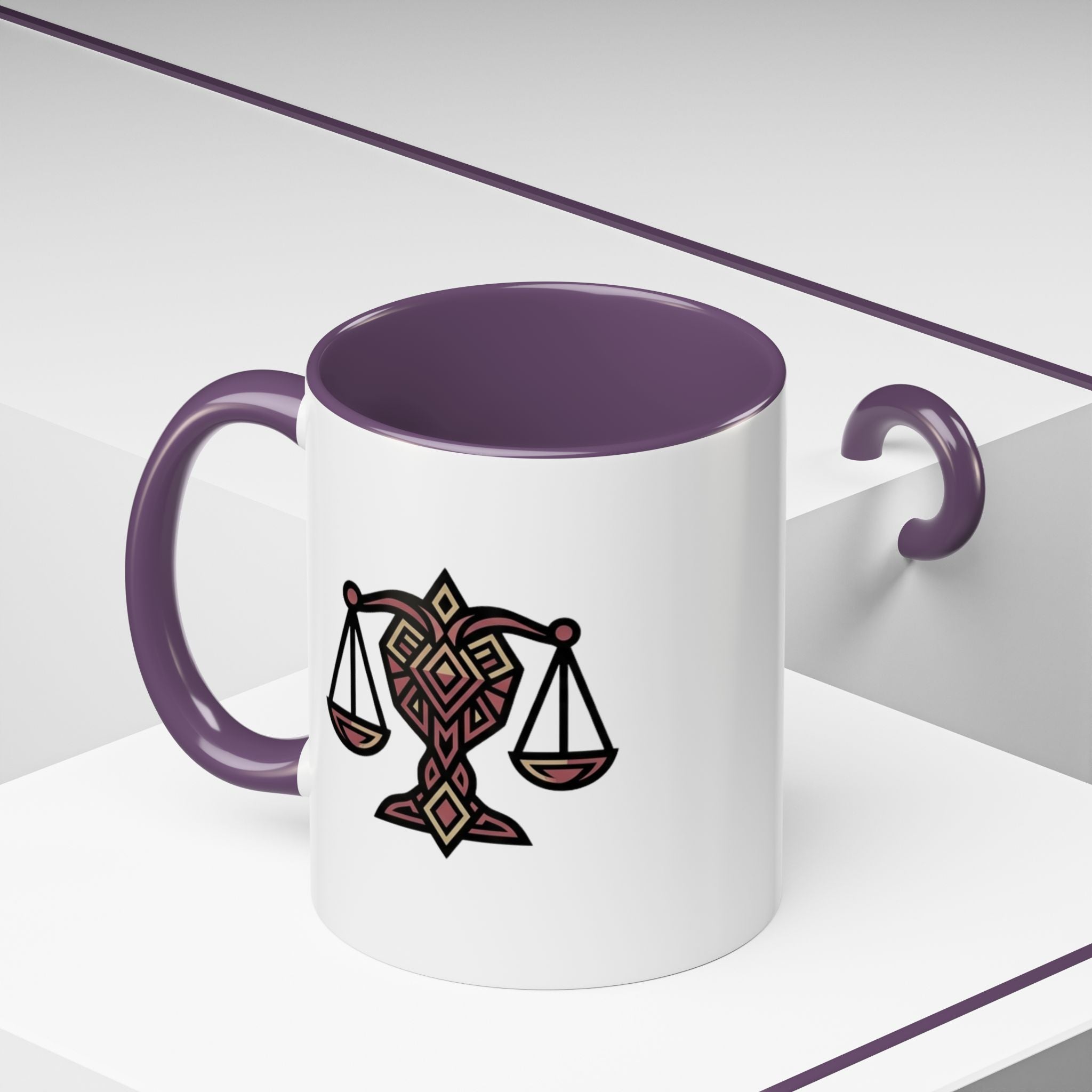 Libra Scales Accent Coffee Mug — Zodiac Balance Ceramic Mug