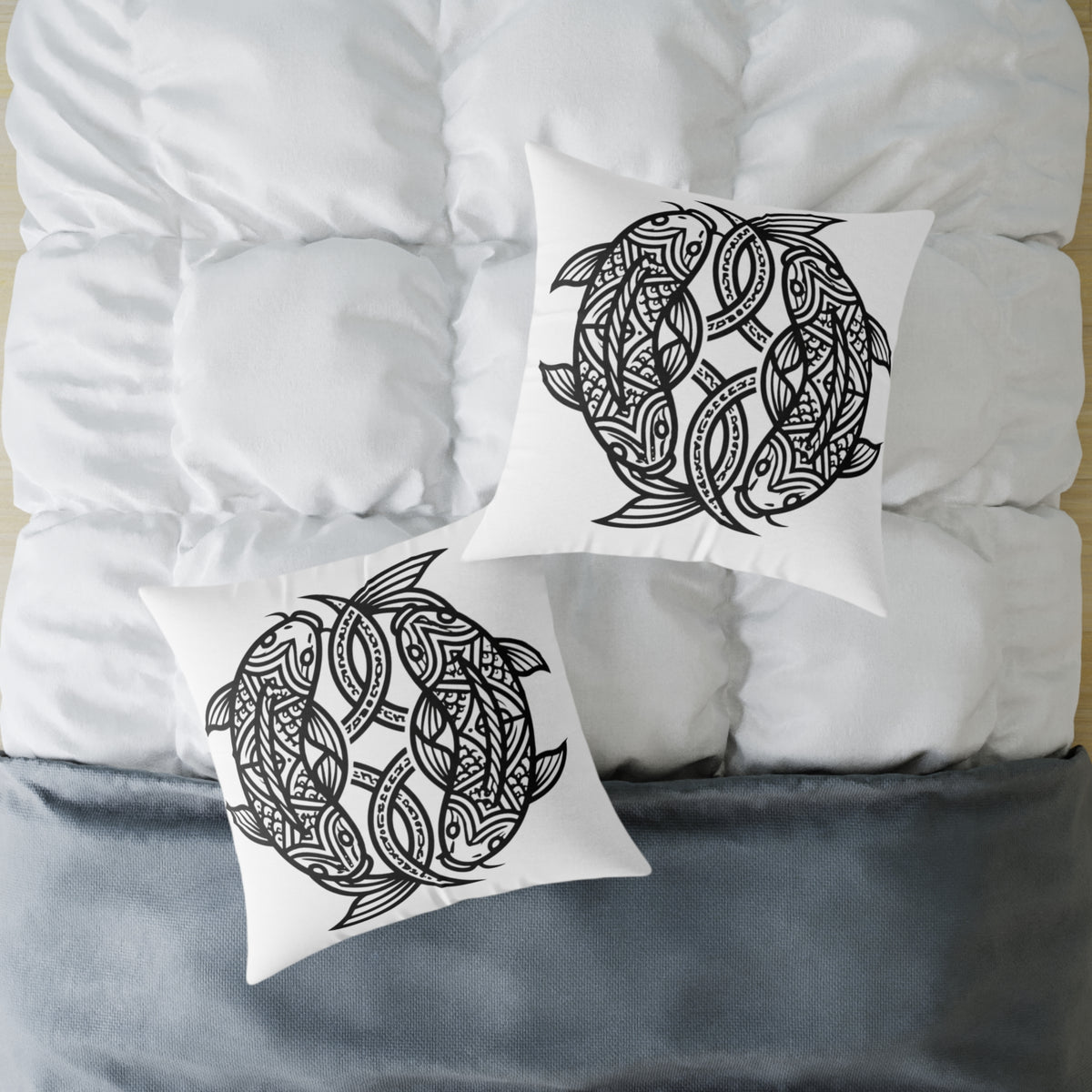 Pisces Zodiac Black Pisces Square Poly Canvas Pillow