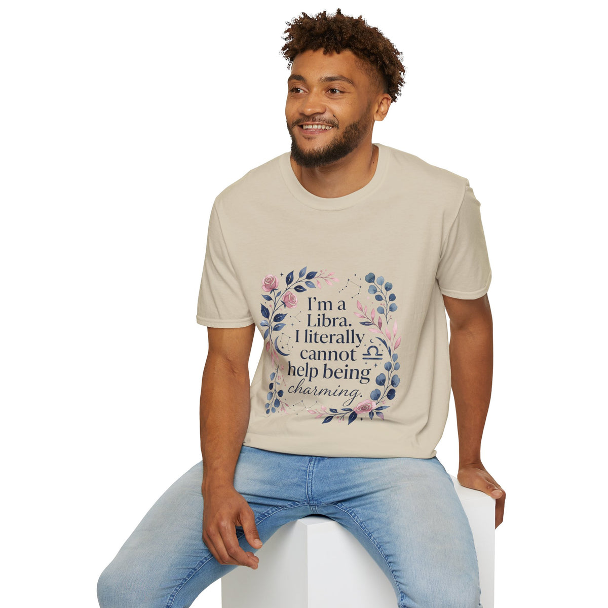 Libra Floral Zodiac T-Shirt — "I'm a Libra, I Literally Cannot Help Being Charming"