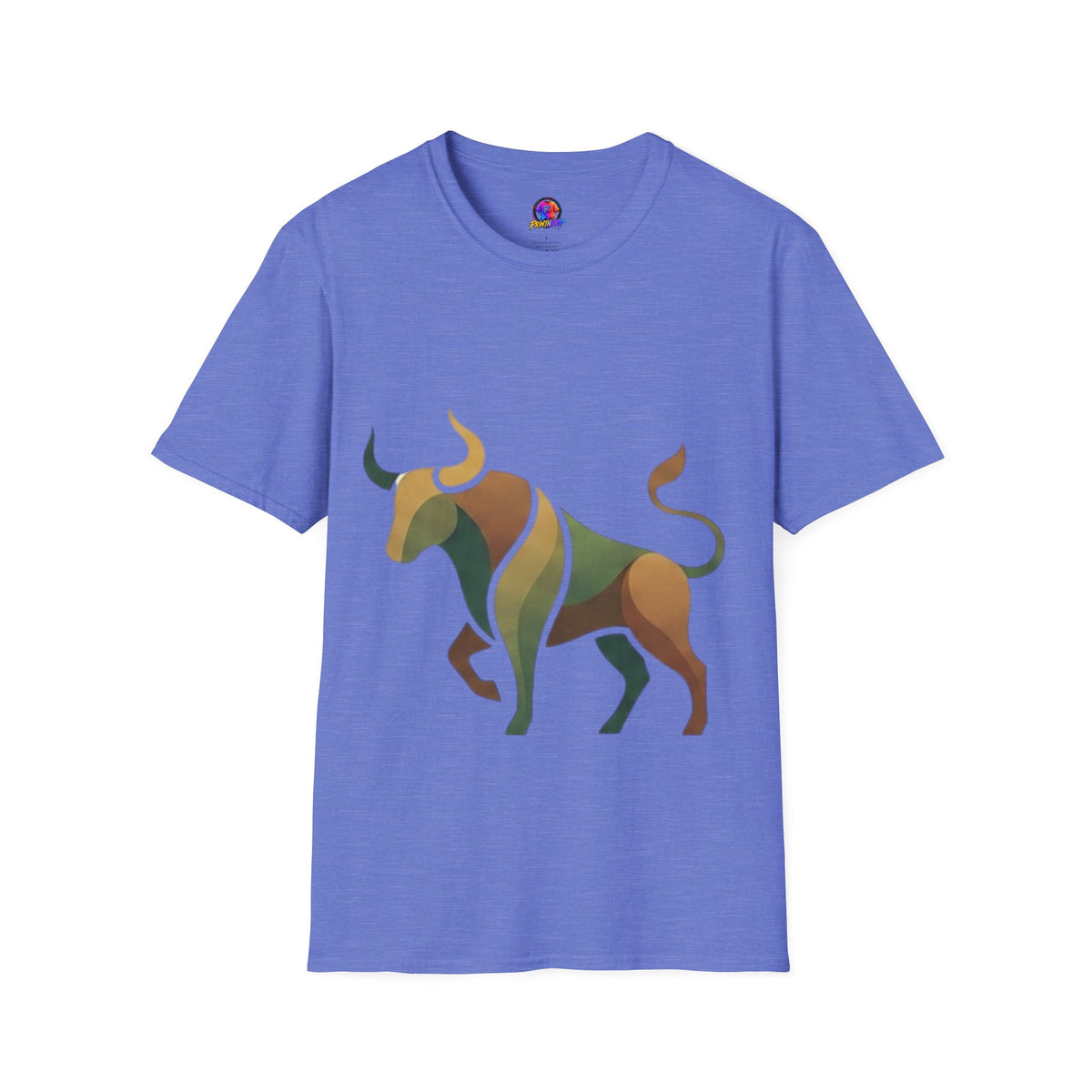 Bull Graphic T-Shirt — Earth Tone Geometric Taurus Design